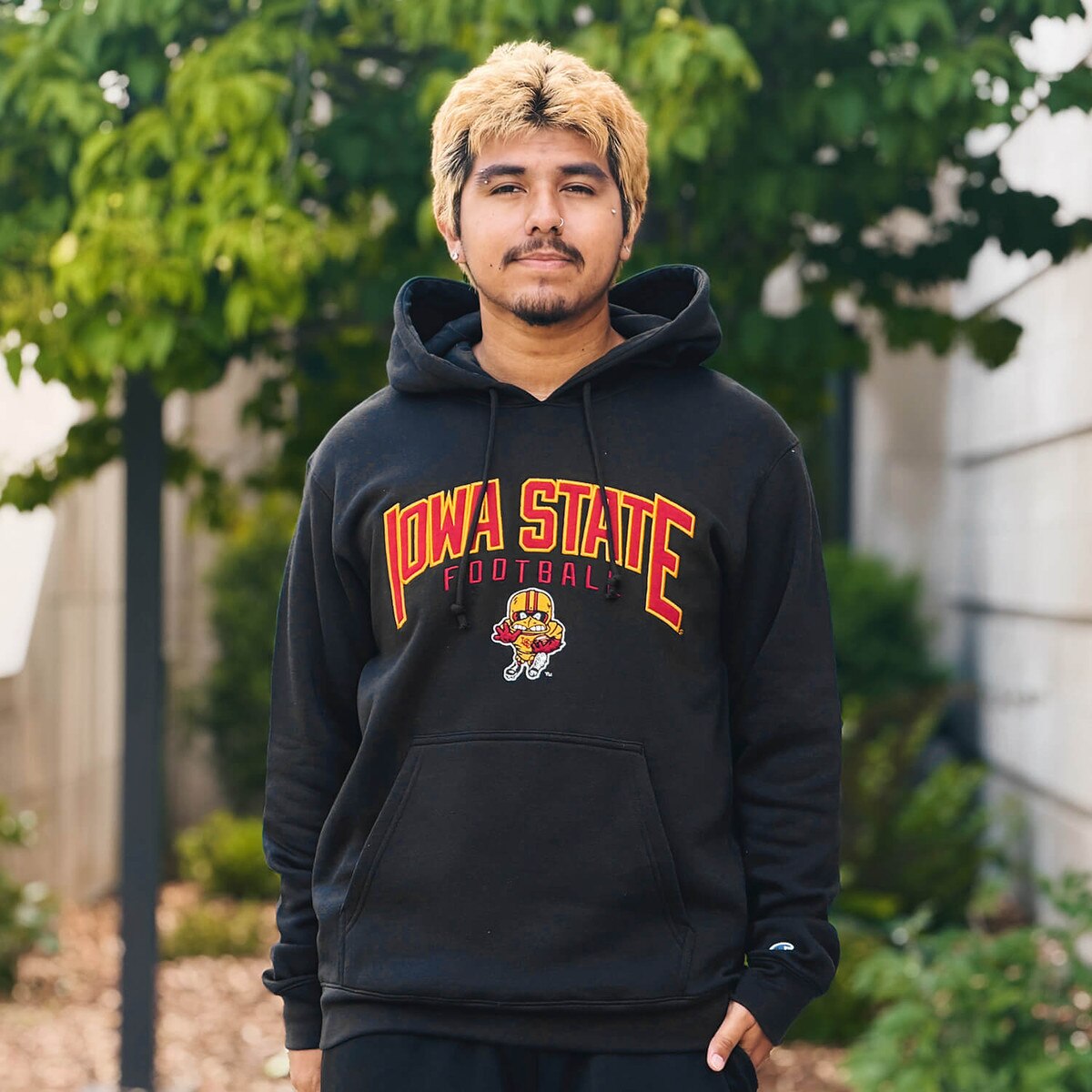 Champion Iowa State Football with Football Cy Black Hooded Sweatshirt SMU
